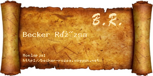 Becker Rózsa névjegykártya