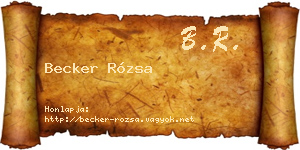 Becker Rózsa névjegykártya
